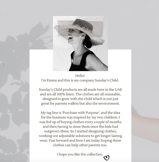 Sunday's Child Founder, Emma, on why she started the company.