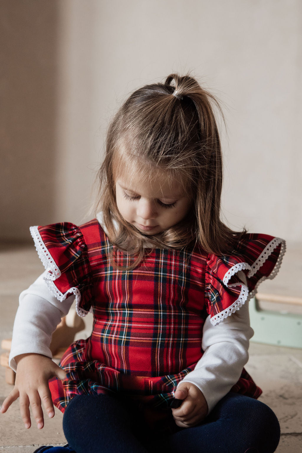 The Lila Romper in Red Tartan